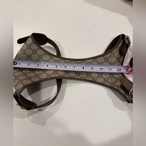 Gucci Beige and Brown Pet Harness with Gold Accents
